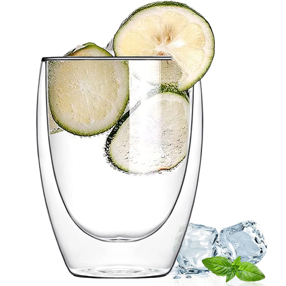 Set 4 pahare din sticla cu pereti dubli, Quasar & Co.®, termorezistente, design modern, diametru 8 x h11.5 cm, 350 ml 7