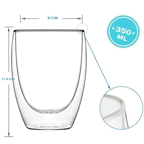 Set 2 pahare din sticla cu pereti dubli, Quasar & Co.®, termorezistente, design modern, diametru 8 x h11.5 cm, 350 ml - imagine 6