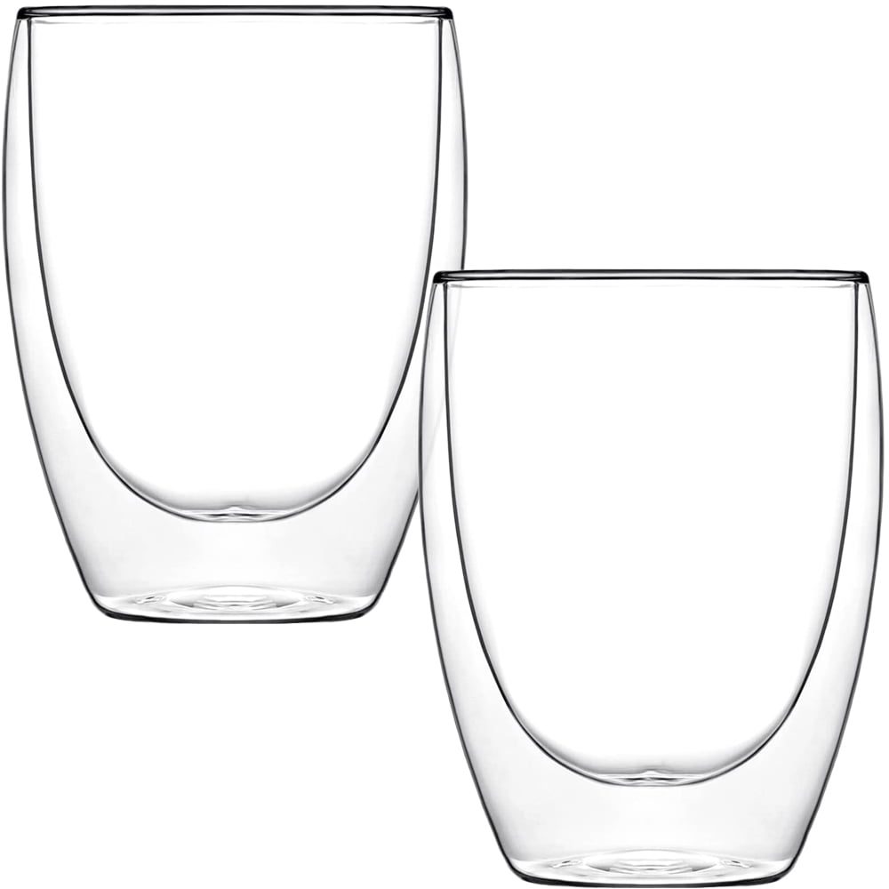Set 2 pahare din sticla cu pereti dubli, Quasar & Co.®, termorezistente, design modern, diametru 8 x h11.5 cm, 350 ml 2