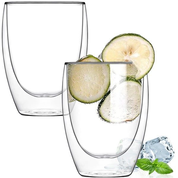 Set 2 pahare din sticla cu pereti dubli, Quasar & Co.®, termorezistente, design modern, diametru 8 x h11.5 cm, 350 ml - imagine 4