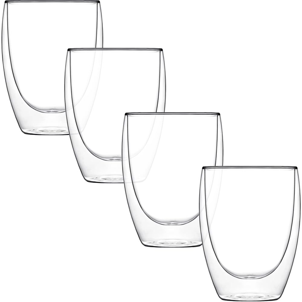 Set 4 pahare din sticla cu pereti dubli, Quasar & Co.®, termorezistente, design modern, diametru 8 x h11.5 cm, 350 ml 4