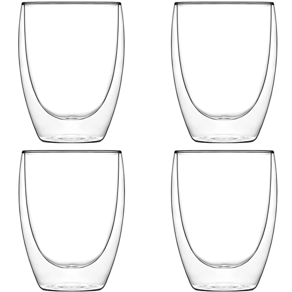 Set 4 pahare din sticla cu pereti dubli, Quasar & Co.®, termorezistente, design modern, diametru 8 x h11.5 cm, 350 ml 3