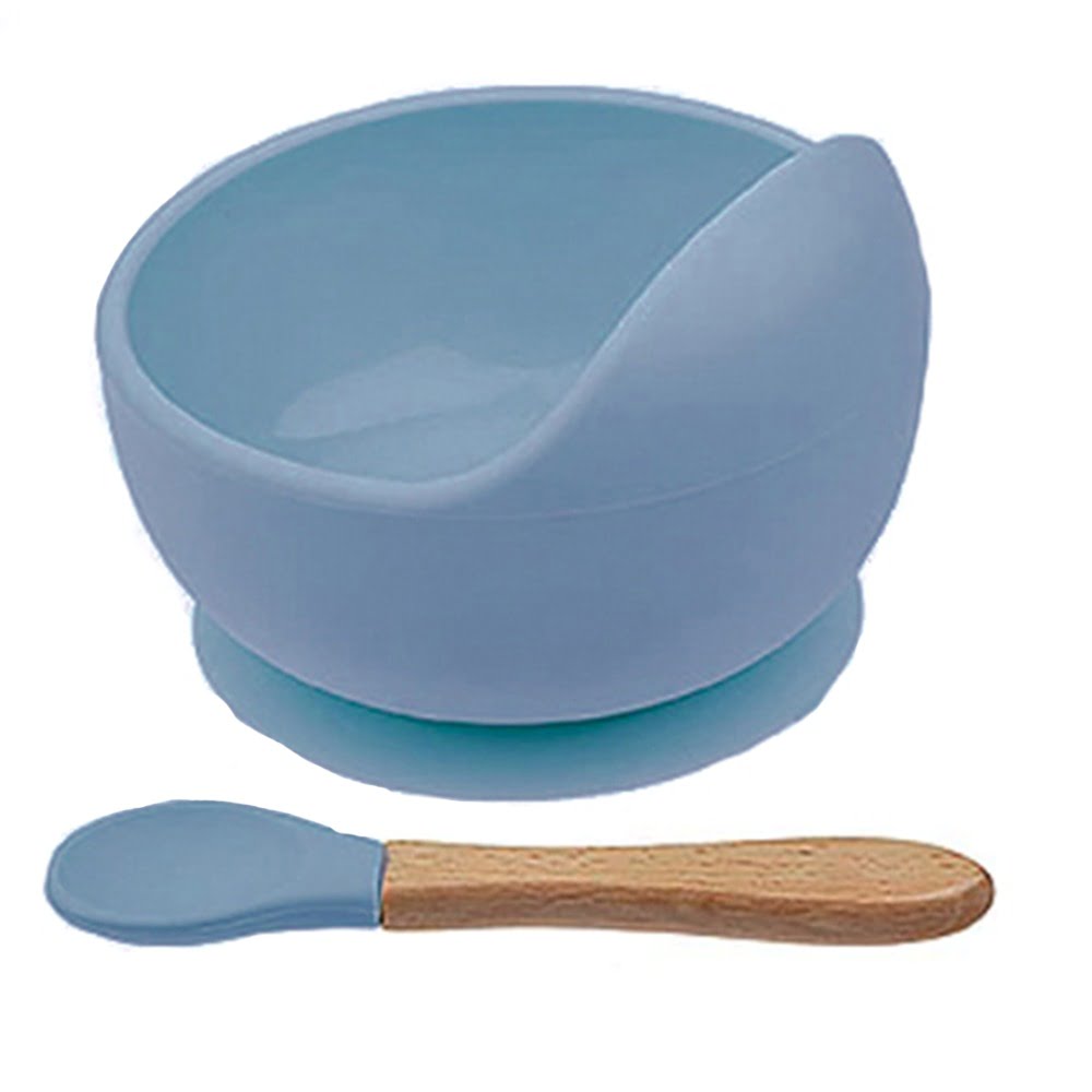 Set bavetica, bol si lingurita copii Quasar & Co.®, set hranire bebelusi, gri deschis 3