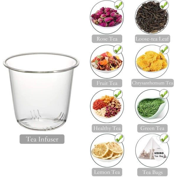 Cana cu infuzor si capac bambus, Quasar & Co.®, 500 ml, sticla termorezistenta, transparenta - imagine 3