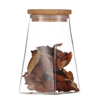 Recipient cu capac bambus Quasar & Co.®, 500 ml, borcan de sticla cu capac etans, piramidal, transparent 5