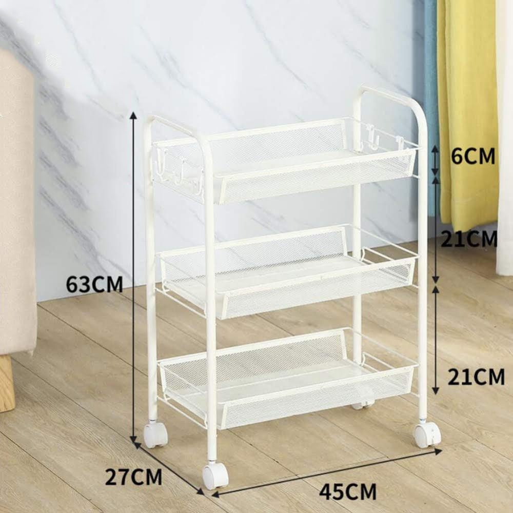 Raft universal depozitare, Quasar & Co.®, cu roti, 3 polite, dreptunghiular, 45 x 26 x 63 cm, plastic, alb 3 Raft universal depozitare, Quasar & Co.®, cu roti, 3 polite, dreptunghiular, 45 x 26 x 63 cm, plastic, alb 3