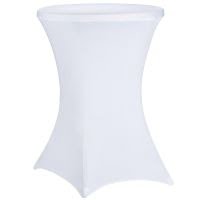 Husa masa evenimente, Relaxdays, husa elastica, rotunda, fata de masa pentru cocktail si catering, d 55-60 cm, h 100 cm, alb 7