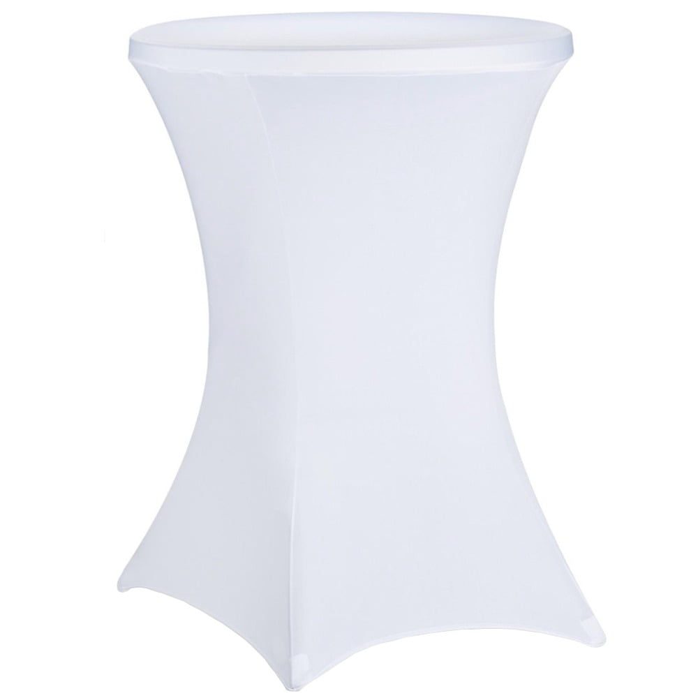 Husa masa evenimente, Relaxdays, husa elastica, rotunda, fata de masa pentru cocktail si catering, d 55-60 cm, h 100 cm, alb