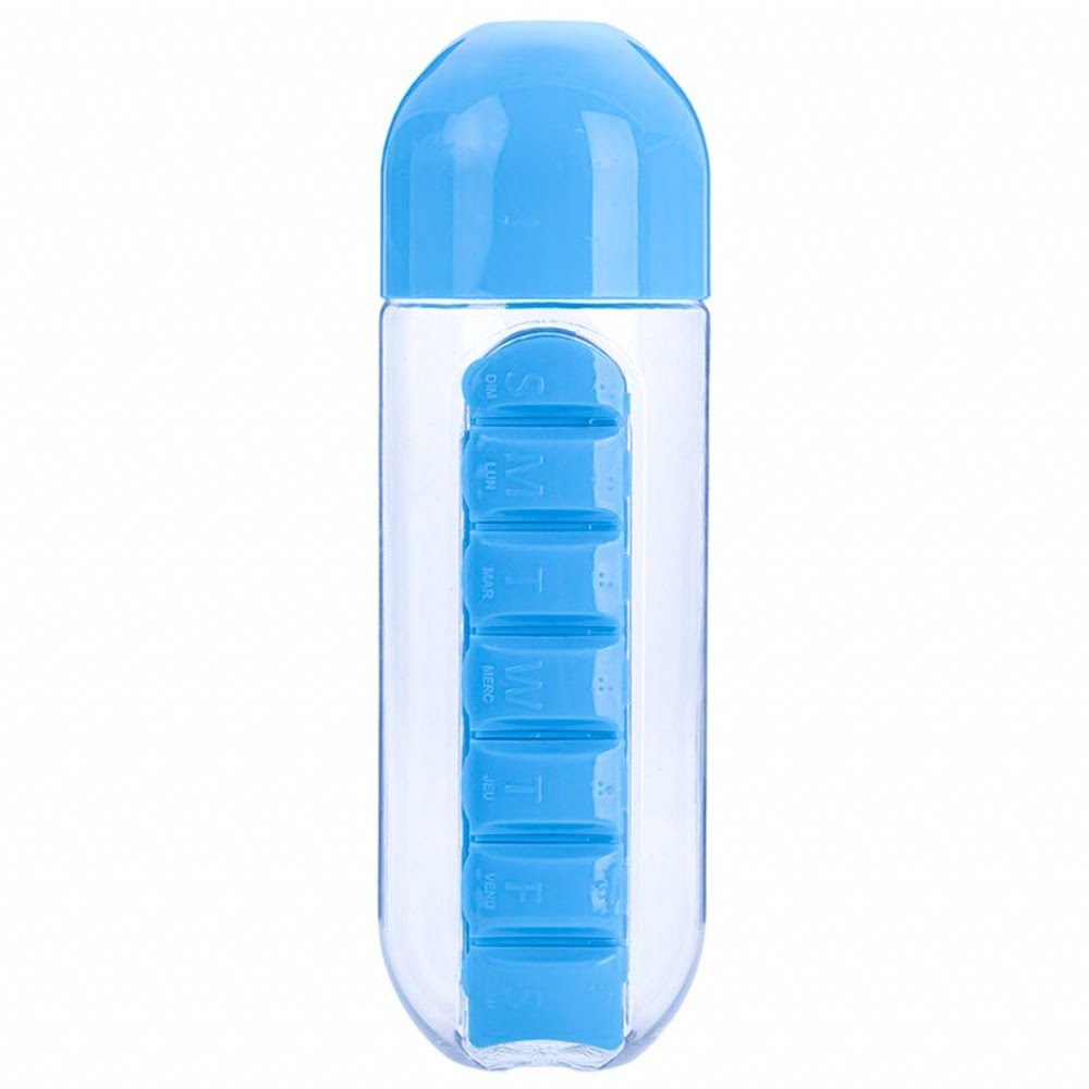 Sticla 600 ml cu organizator pentru medicamente, Quasar & Co.®, tritan, albastru 2