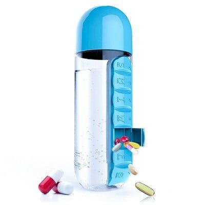 Sticla 600 ml cu organizator pentru medicamente, Quasar & Co.®, tritan, albastru 5