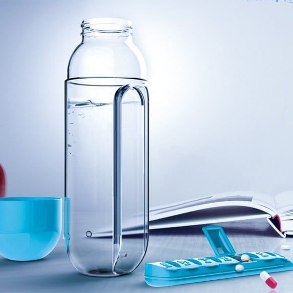 Sticla 600 ml cu organizator pentru medicamente, Quasar & Co.®, tritan, albastru - imagine 4