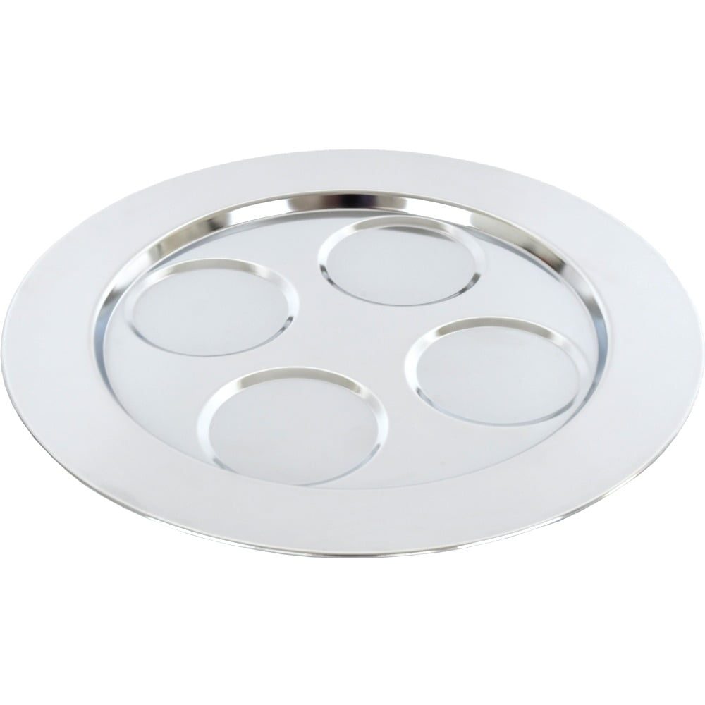 Tava servire rotunda, Quasar & Co.®, 4 compartimente, otel cromat, d 30 cm, argintiu