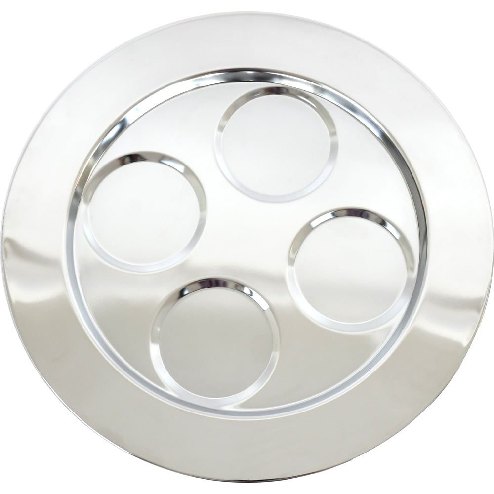 Tava servire rotunda, Quasar & Co.®, 4 compartimente, otel cromat, d 30 cm, argintiu 2