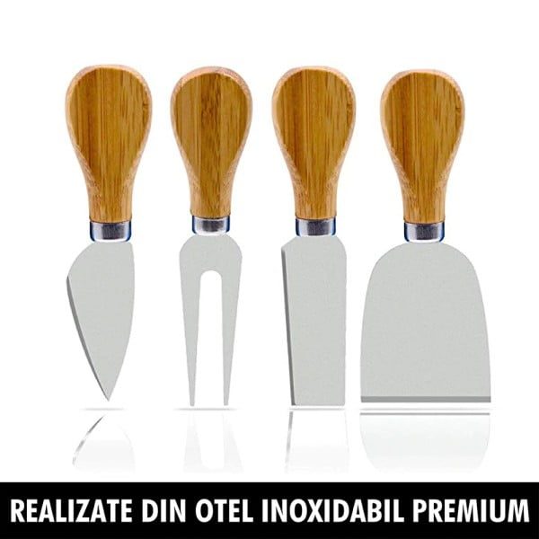 Set servire branzeturi 7 piese, Quasar & Co.®, platou servire cu sosiera si cutite, 36 x 28 cm, bambus - imagine 12