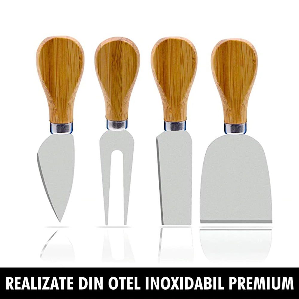Set servire branzeturi 7 piese, Quasar & Co.®, platou servire cu sosiera si cutite, 36 x 28 cm, bambus 12 Set servire branzeturi 7 piese, Quasar & Co.®, platou servire cu sosiera si cutite, 36 x 28 cm, bambus 12