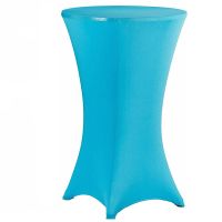 Husa masa evenimente, Relaxdays, husa elastica, rotunda, fata de masa pentru cocktail si catering, d 60-70 cm, h 120 cm, bleu 8