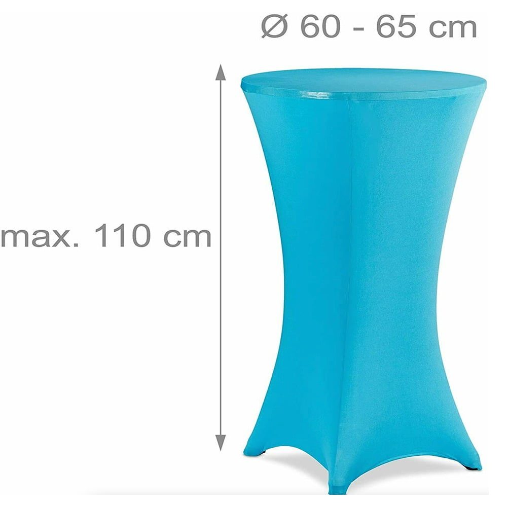 Husa masa evenimente, Relaxdays, husa elastica, rotunda, fata de masa pentru cocktail si catering, d 60-70 cm, h 120 cm, bleu 4