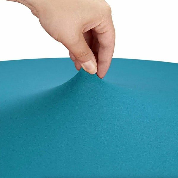 Husa masa evenimente, Relaxdays, husa elastica, rotunda, fata de masa pentru cocktail si catering, d 60-70 cm, h 120 cm, bleu - imagine 6