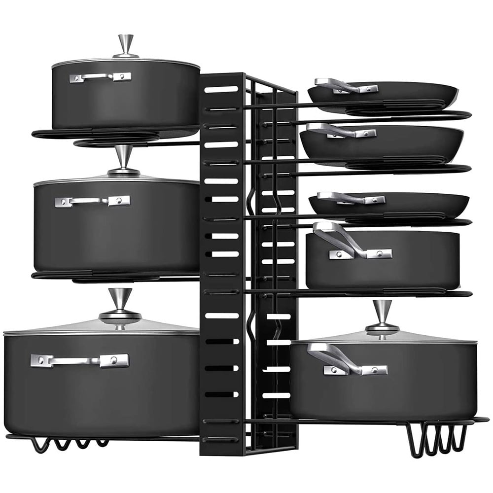 Organizator ajustabil tigai/oale, Quasar & Co., raft metalic depozitare, 3 moduri de utilizare, 54.5 x 42 x 20 cm, negru 3