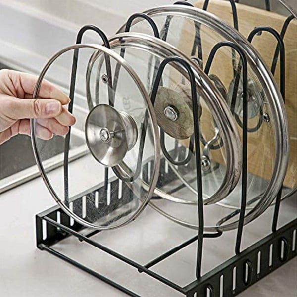 Organizator ajustabil tigai/oale, Quasar & Co., raft metalic depozitare, 3 moduri de utilizare, 54.5 x 42 x 20 cm, negru - imagine 9