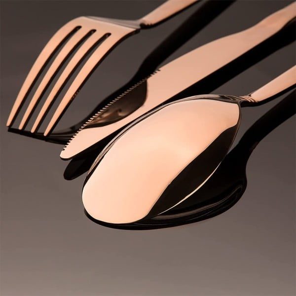 Set 24 tacamuri din inox, Quasar & Co.®, 6 x cutite, 6 x linguri, 6 x furculite, 6 x lingurite, 40 x 25.5 x 5.5 cm, Rose Gold - imagine 3