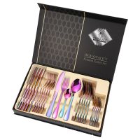 Set 24 tacamuri din inox, Quasar & Co.®, 6 x cutite, 6 x linguri, 6 x furculite, 6 x lingurite, 40 x 25.5 x 5.5 cm, Fade 7