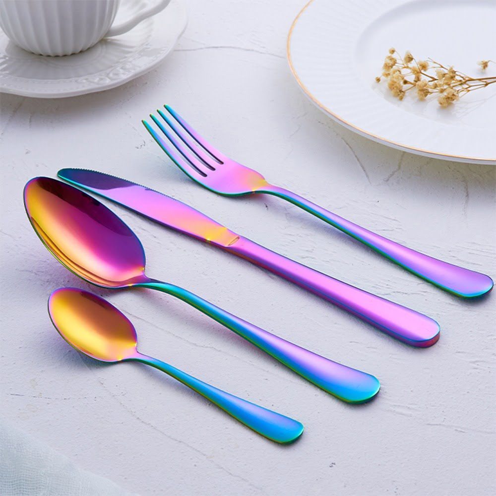 Set 24 tacamuri din inox, Quasar & Co.®, 6 x cutite, 6 x linguri, 6 x furculite, 6 x lingurite, 40 x 25.5 x 5.5 cm, Fade 2