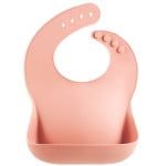 Bavetica flexibila din silicon pentru bebelusi, Quasar & Co.®, din cauciuc moale, cu buzunar colector larg, inchidere ajustabila, corai 7 Bavetica flexibila din silicon pentru bebelusi, Quasar & Co.®, din cauciuc moale, cu buzunar colector larg, inchidere ajustabila, corai 7