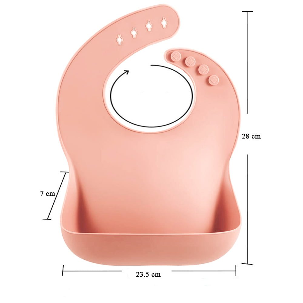 Bavetica flexibila din silicon pentru bebelusi, Quasar & Co.®, din cauciuc moale, cu buzunar colector larg, inchidere ajustabila, corai 2 Bavetica flexibila din silicon pentru bebelusi, Quasar & Co.®, din cauciuc moale, cu buzunar colector larg, inchidere ajustabila, corai 2