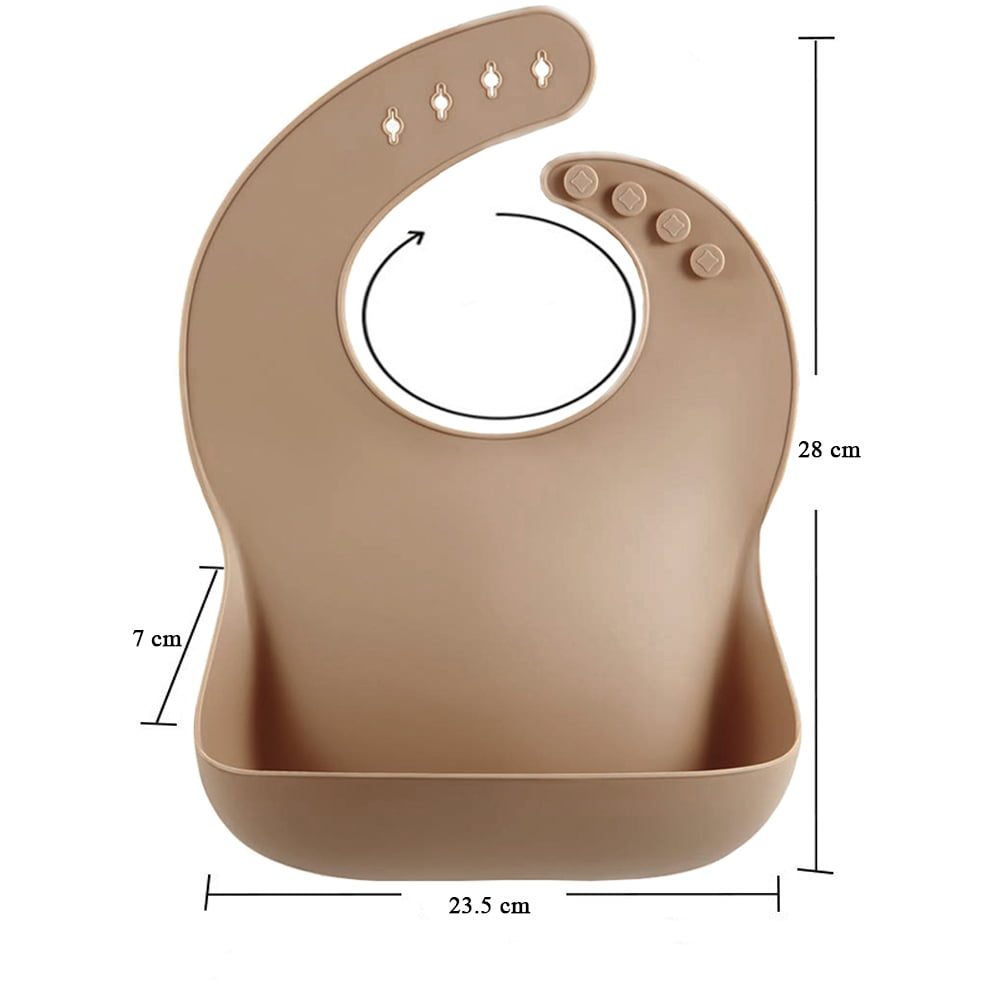 Bavetica flexibila din silicon pentru bebelusi, Quasar & Co.®, din cauciuc moale, cu buzunar colector larg, inchidere ajustabila, maro 2 Bavetica flexibila din silicon pentru bebelusi, Quasar & Co.®, din cauciuc moale, cu buzunar colector larg, inchidere ajustabila, maro 2