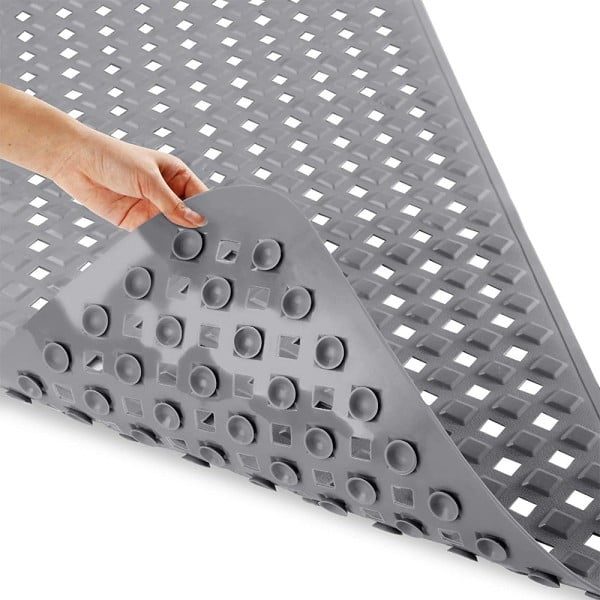 Covor antiderapant pentru cada, Quasar & Co.®, cu ventuze fixare, cauciuc, 69 x 39 x 0.2 cm, gri - imagine 3