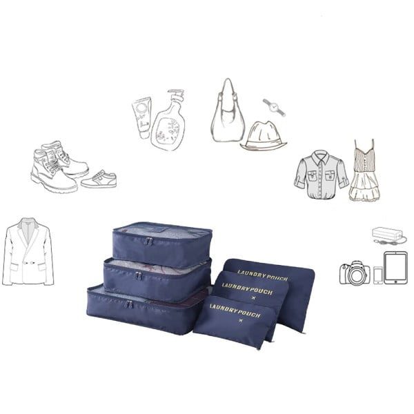 Set 6 huse organizare bagaj, Quasar & Co.®, 6 x organizator valiza/troler, albastru - imagine 5