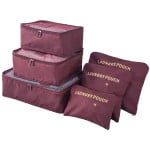 Set 6 huse organizare bagaj, Quasar & Co.®, 6 x organizator valiza/troler, visiniu 9