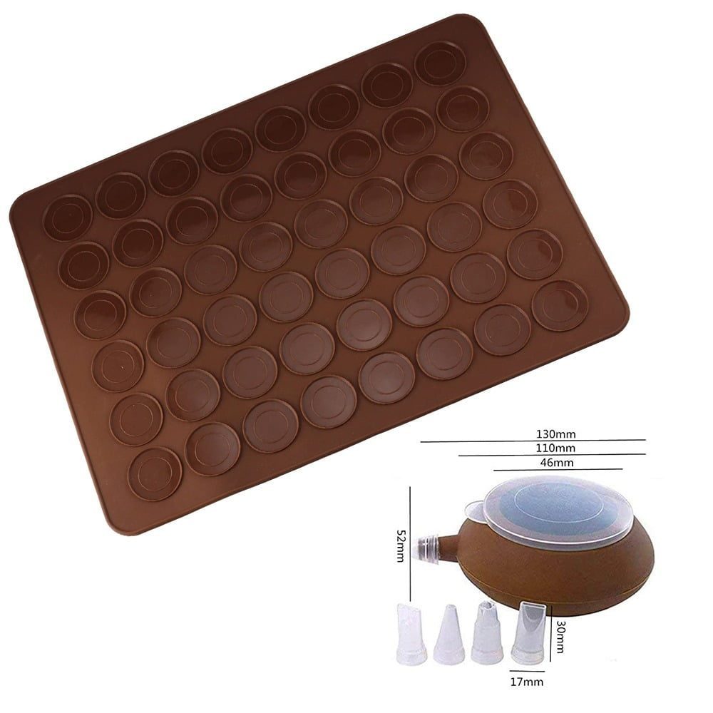 Set macarons, Quasar & Co.®., dispozitiv cu 4 duiuri si tava 48 forme, silicon, 38 x 28 cm, maro 4