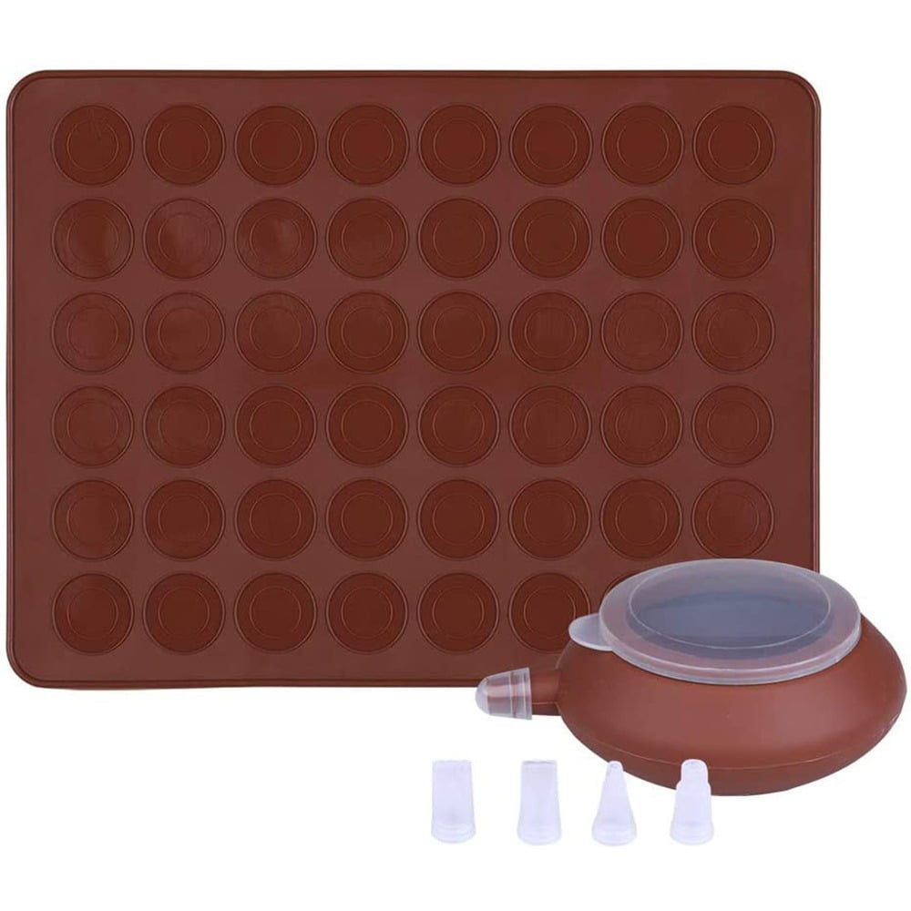 Set macarons, Quasar & Co.®., dispozitiv cu 4 duiuri si tava 48 forme, silicon, 38 x 28 cm, maro 6