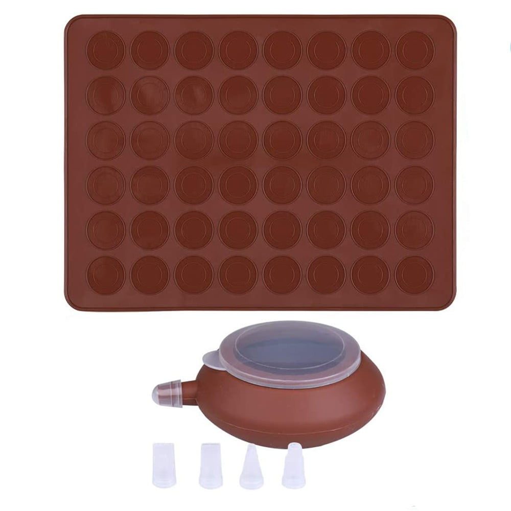 Set macarons, Quasar & Co.®., dispozitiv cu 4 duiuri si tava 48 forme, silicon, 38 x 28 cm, maro 3
