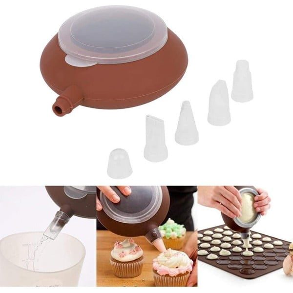 Set macarons, Quasar & Co.®., dispozitiv cu 4 duiuri si tava 48 forme, silicon, 38 x 28 cm, maro - imagine 7