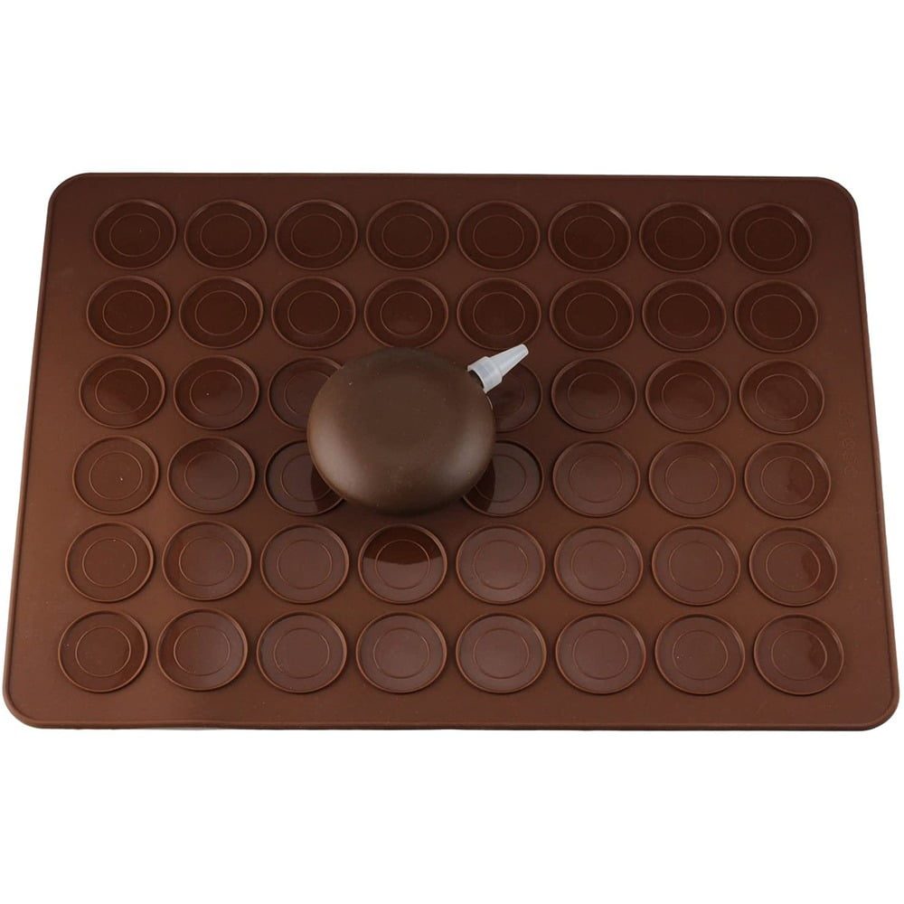 Set macarons, Quasar & Co.®., dispozitiv cu 4 duiuri si tava 48 forme, silicon, 38 x 28 cm, maro 2