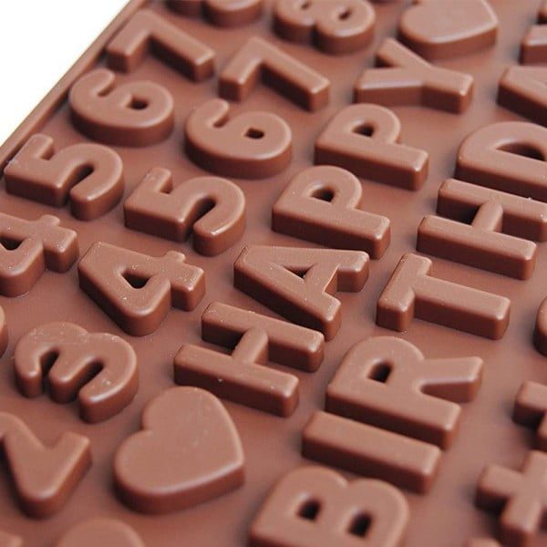 Set 2 forme silicon litere si cifre, Quasar & Co.®, pentru decorare torturi, prajituri, 21 x 11.5 cm, maro - imagine 7