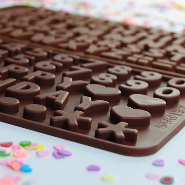 Set 2 forme silicon litere si cifre, Quasar & Co.®, pentru decorare torturi, prajituri, 21 x 11.5 cm, maro - imagine 8