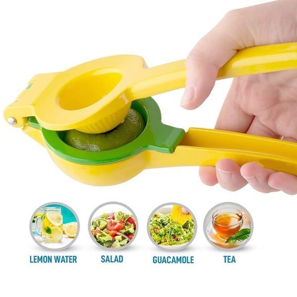 Storcator manual citrice, dublu, Quasar & Co.®, pentru lamai, lime sau portocale, 22 x 7.6 x 6 cm, aluminiu, galben-verde - imagine 5