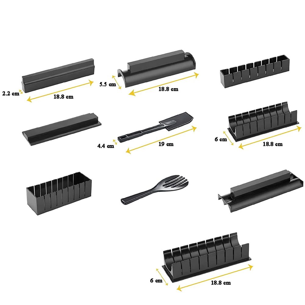 Set preparare sushi, Quasar & Co.®, 2 spatule si 8 forme diferite, plastic, negru 6 Set preparare sushi, Quasar & Co.®, 2 spatule si 8 forme diferite, plastic, negru 6