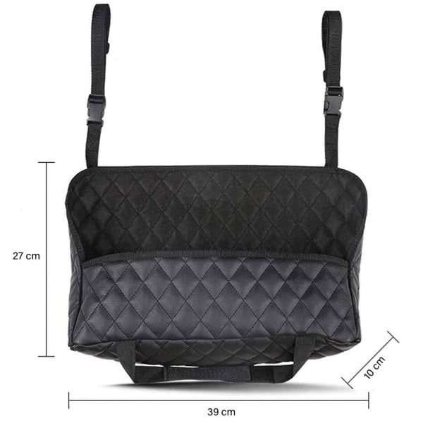 Organizator auto intre scaune, Quasar & Co.®, pentru geanta si accesorii, piele ecologica, 39 x 27 x 10 cm, negru - imagine 6