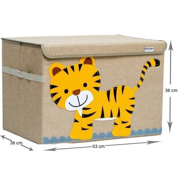 Cutie depozitare jucarii, Quasar & Co.®, model Leu, pliabila, intarita, iuta, 53x36x36 cm, maro-galben - imagine 4