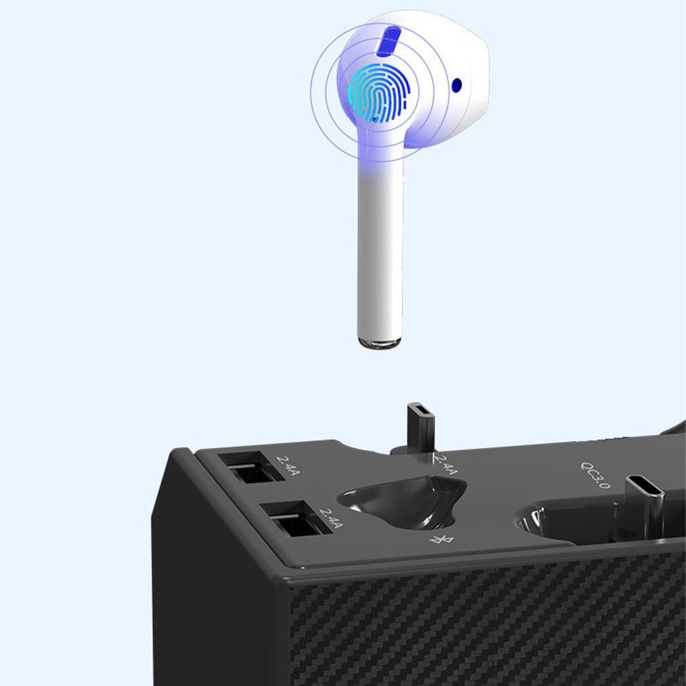 Organizator auto intre scaune, Quasar & Co.®, bluetooth, cablu incarcare IOS, cablu tip C, casca, si 2 USB-uri, ABS, negru 4 Organizator auto intre scaune, Quasar & Co.®, bluetooth, cablu incarcare IOS, cablu tip C, casca, si 2 USB-uri, ABS, negru 4