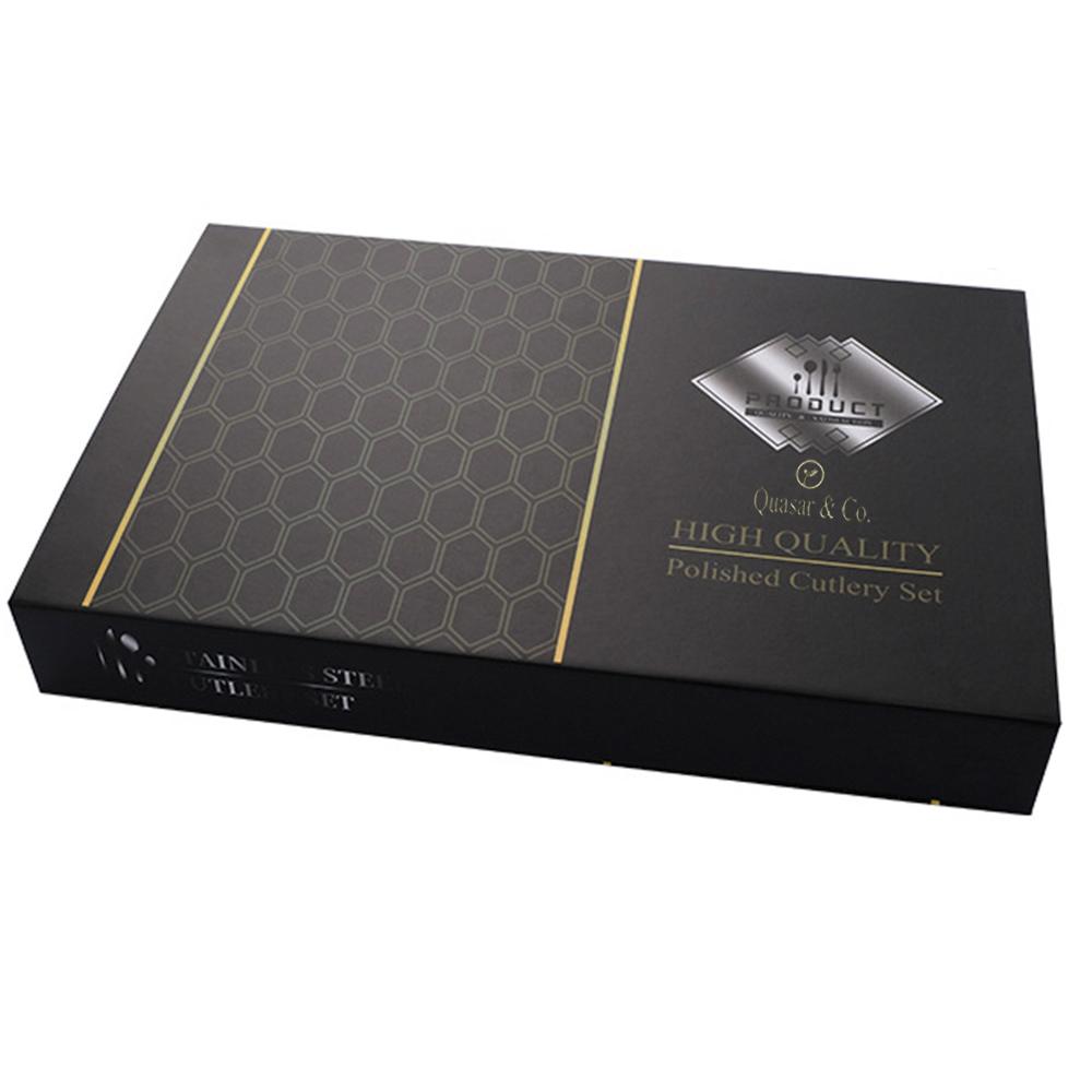 Set 24 tacamuri din inox, Quasar & Co.®, 6 x cutite, 6 x linguri, 6 x furculite, 6 x lingurite, 40 x 25.5 x 5.5 cm, Fade 6