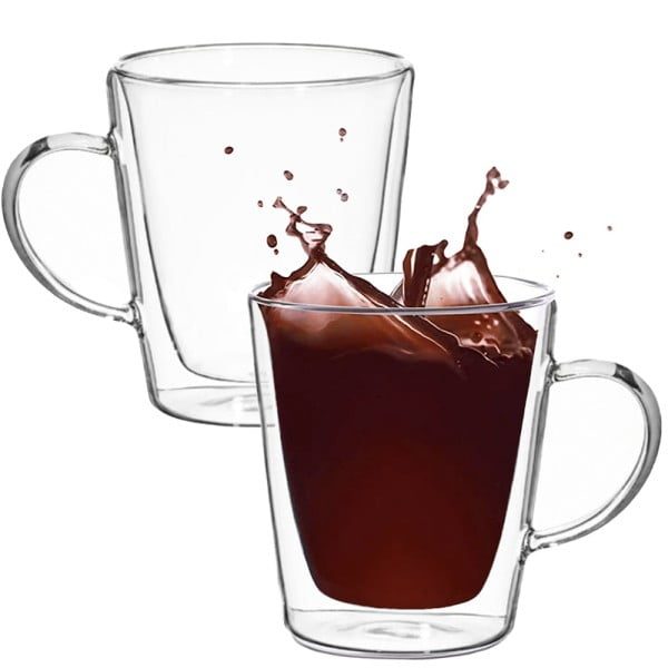 Set 2 cani cu pereti dubli, Quasar & Co.®, 250 ml, model drept, termorezistenta, transparent - imagine 10