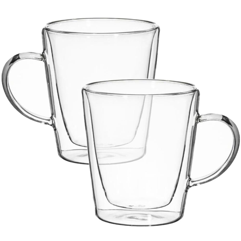 Set 2 cani cu pereti dubli, Quasar & Co.®, 250 ml, model drept, termorezistenta, transparent 2