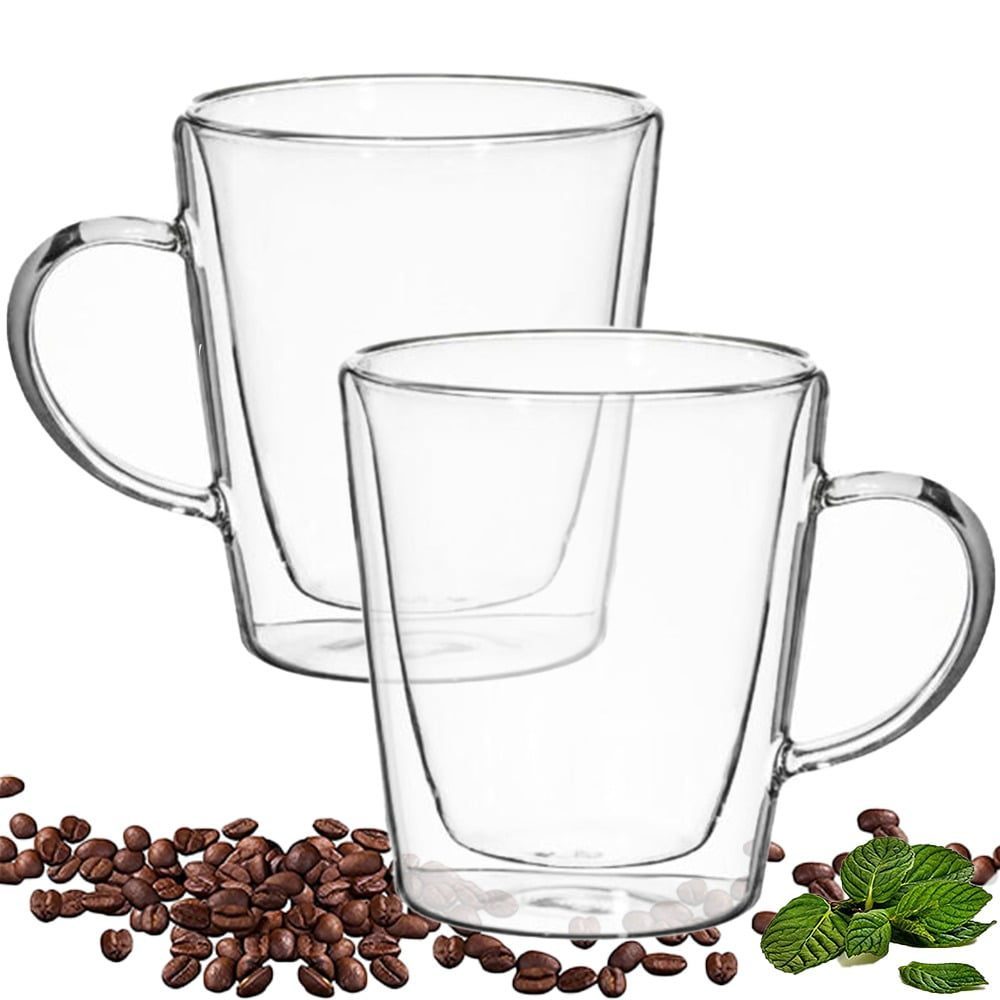 Set 2 cani cu pereti dubli, Quasar & Co.®, 250 ml, model drept, termorezistenta, transparent 3