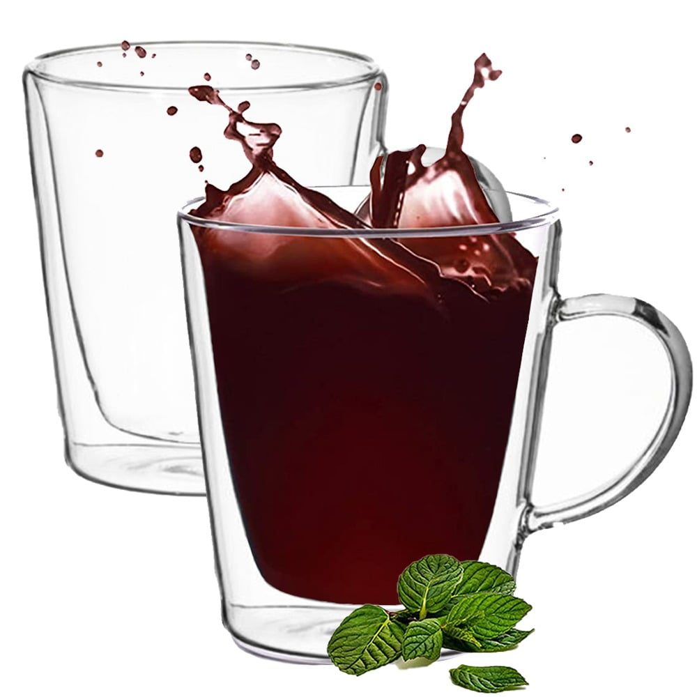 Set 2 cani cu pereti dubli, Quasar & Co.®, 250 ml, model drept, termorezistenta, transparent 4